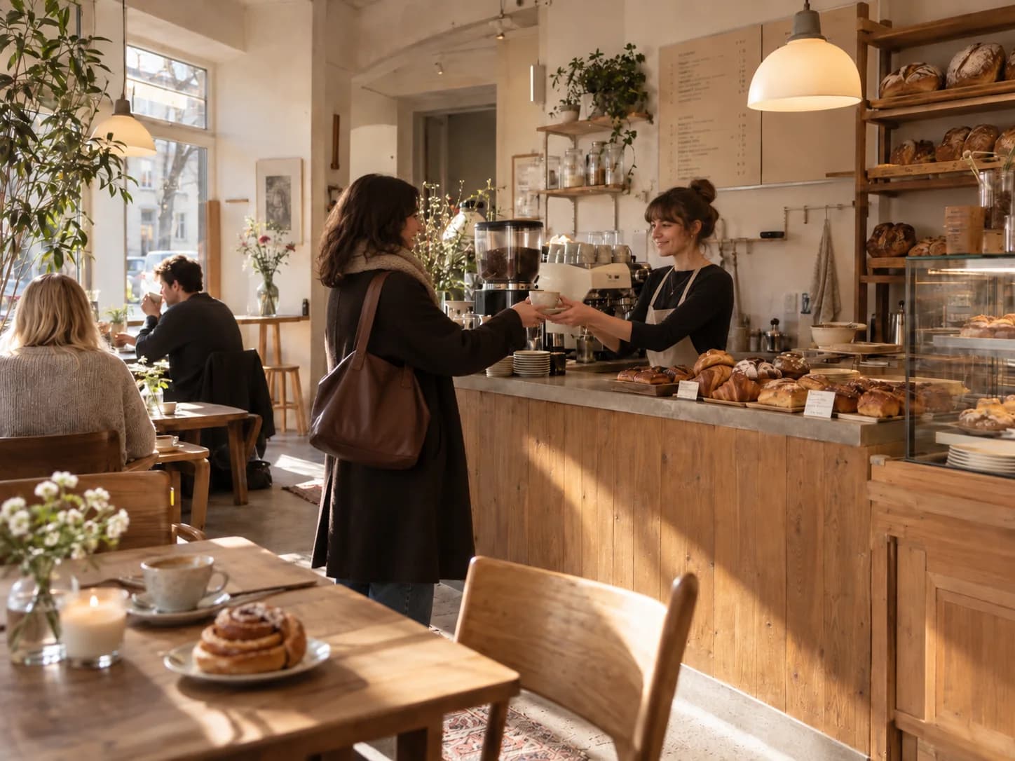 Barista ulatab kliendile kohvi üle SAIA leti